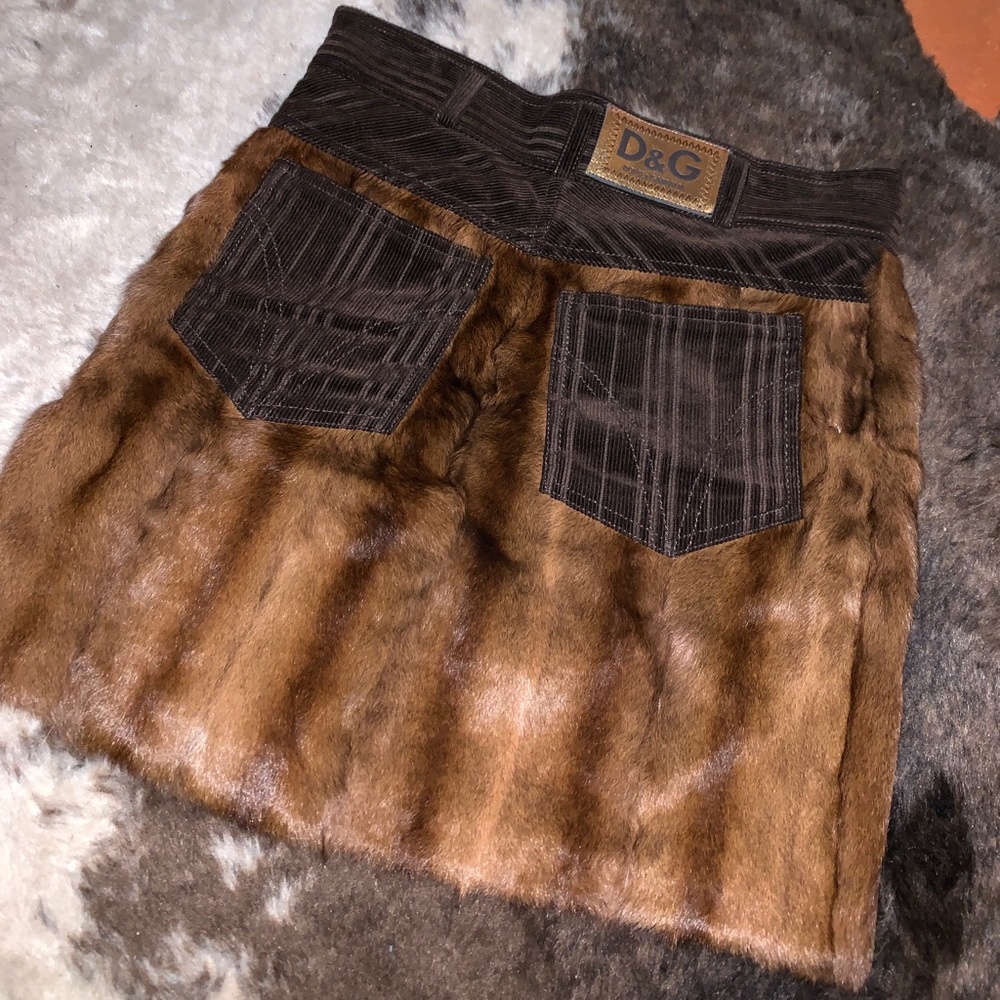 Vintage Dolce & Gabbana beaver fur corduroy skirt